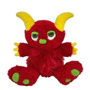 Manhattan Toy Monster Plush 9" Stuffed Animal Red Yellow Green‎ Horns Cute 2002